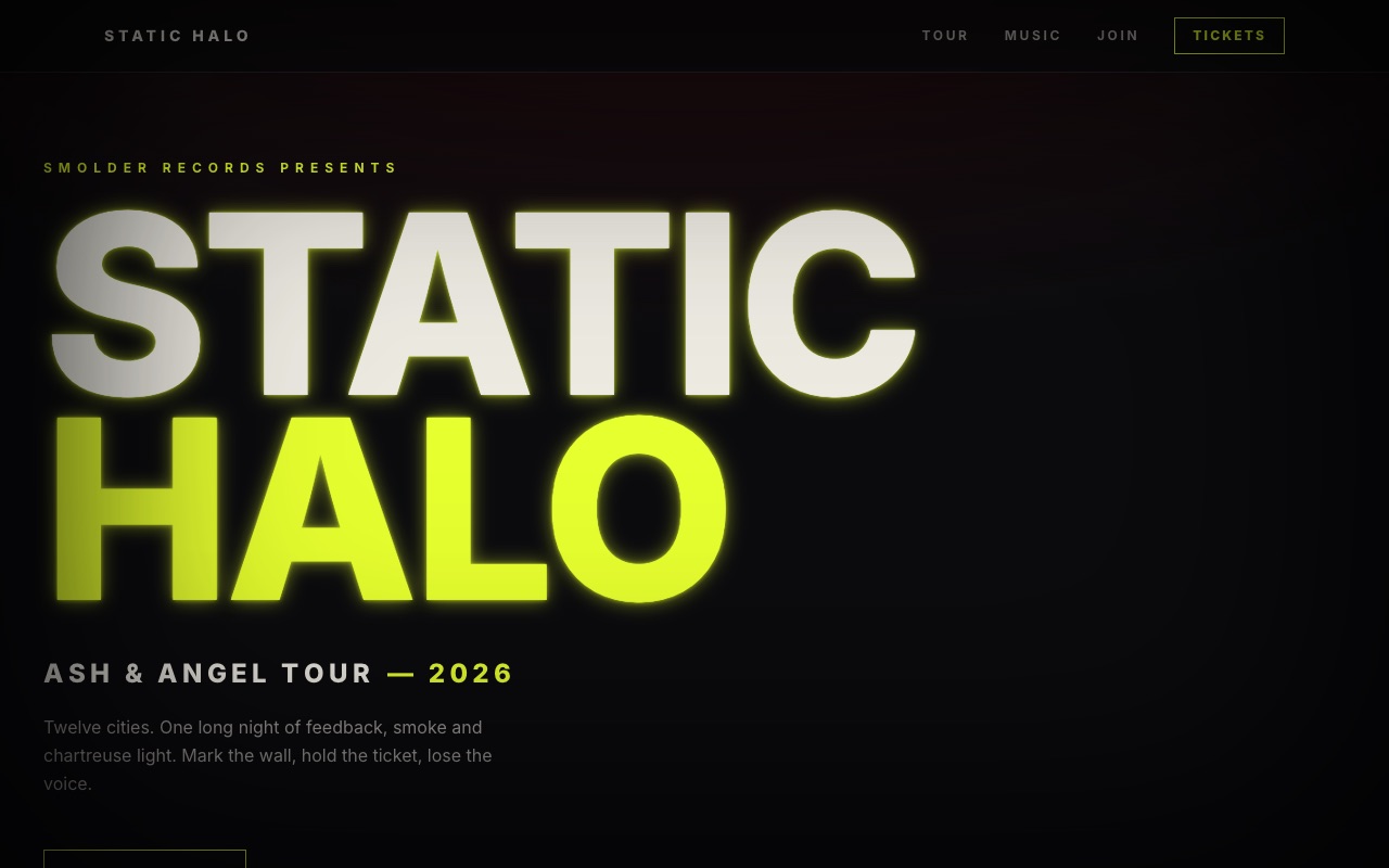 STATIC HALO — Music artist template