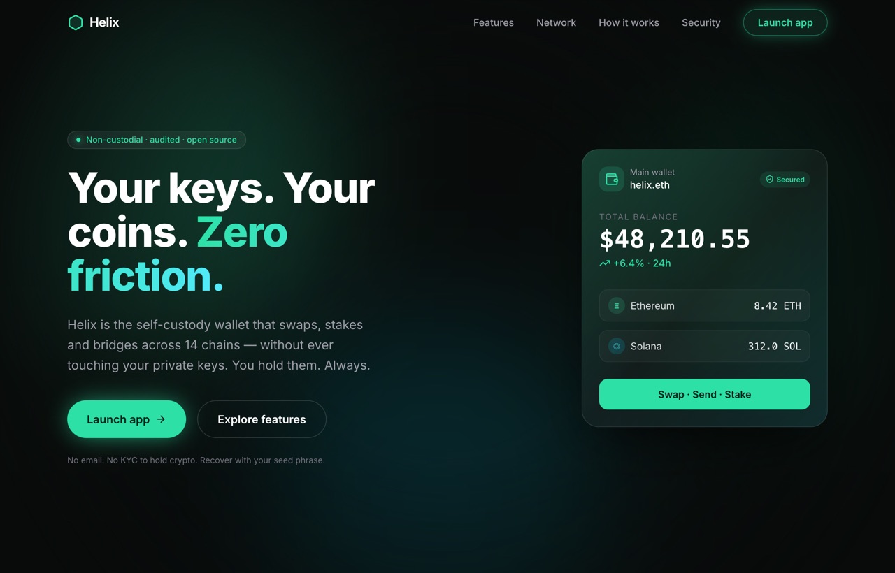 Helix — Crypto wallet template