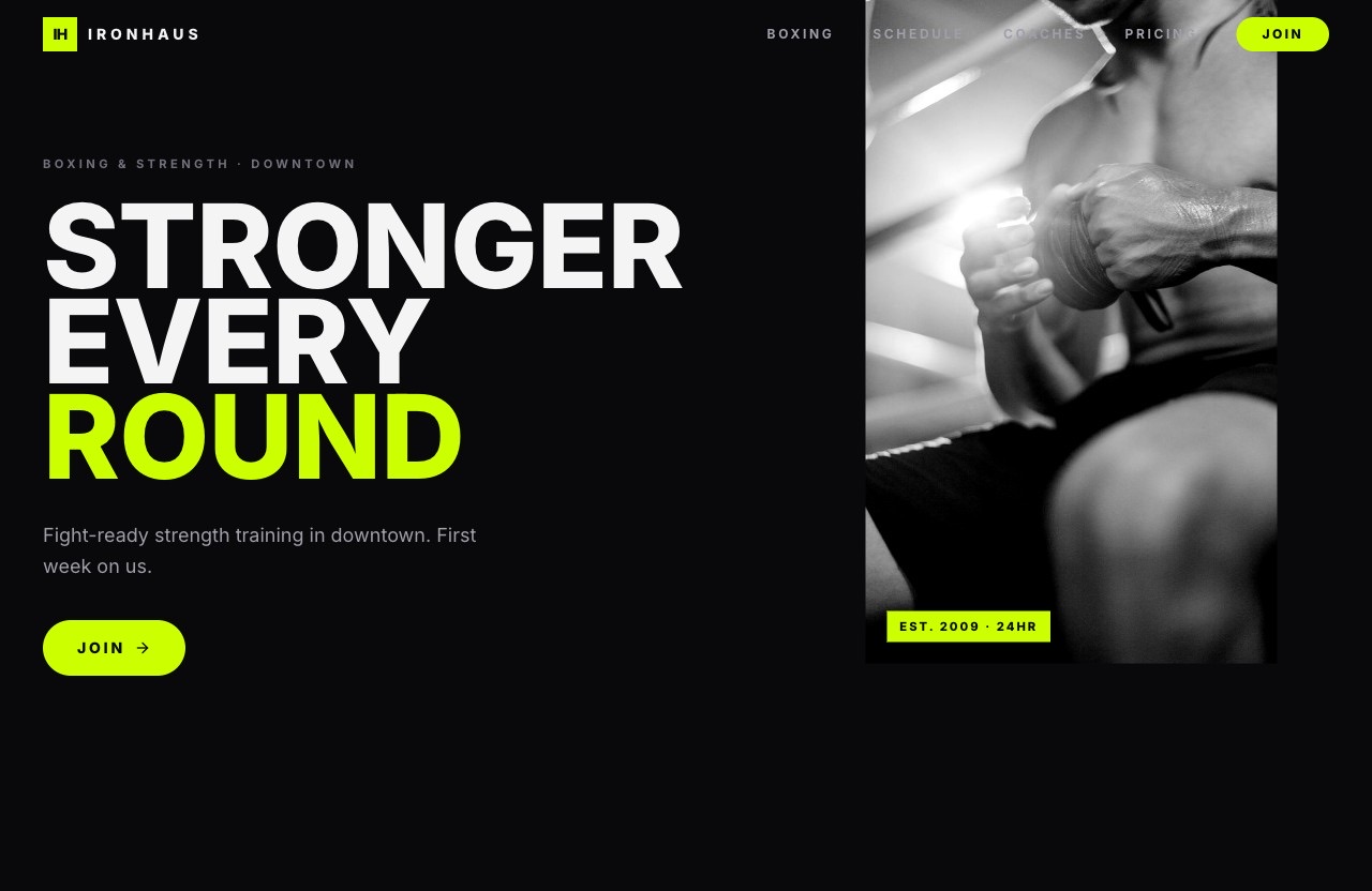 IRONHAUS — Boxing & strength gym template