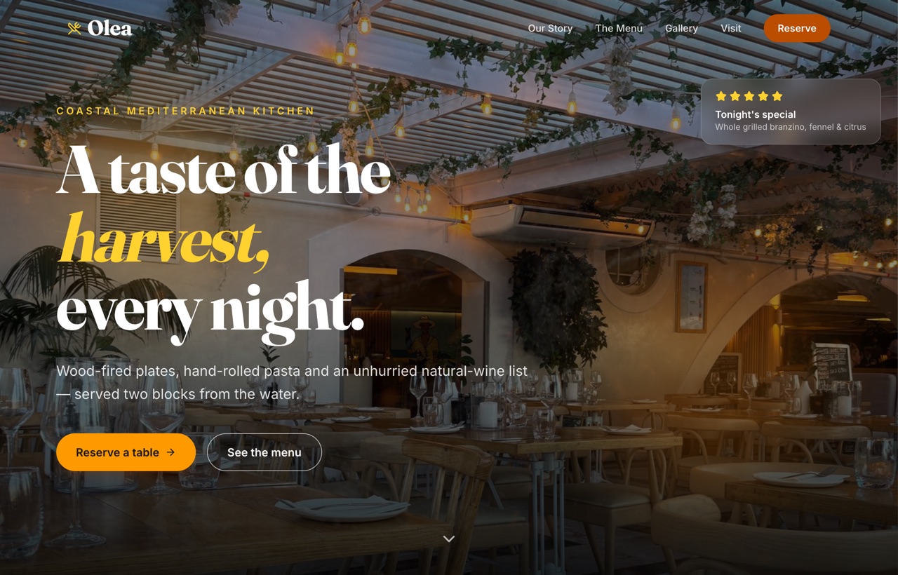 Olea — Restaurant & café template