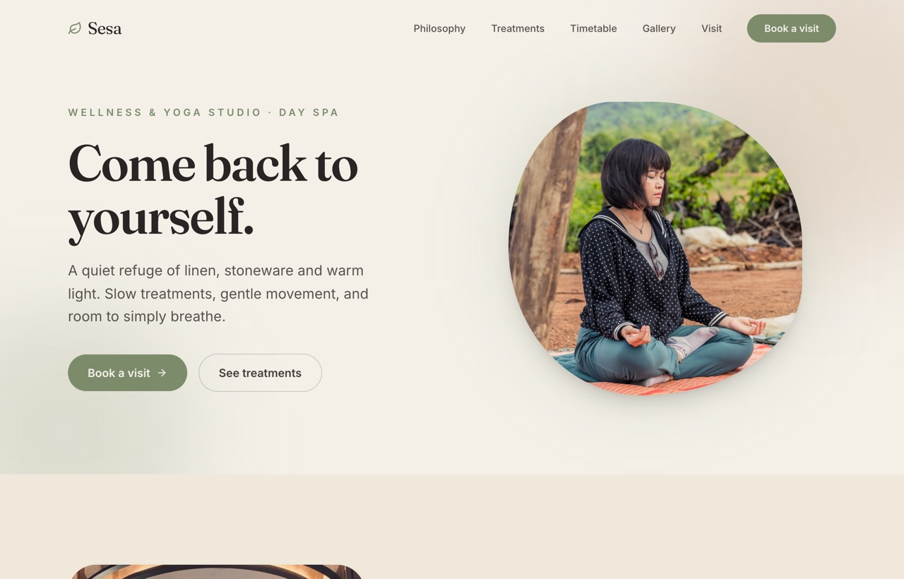 Sesa — Wellness & yoga template